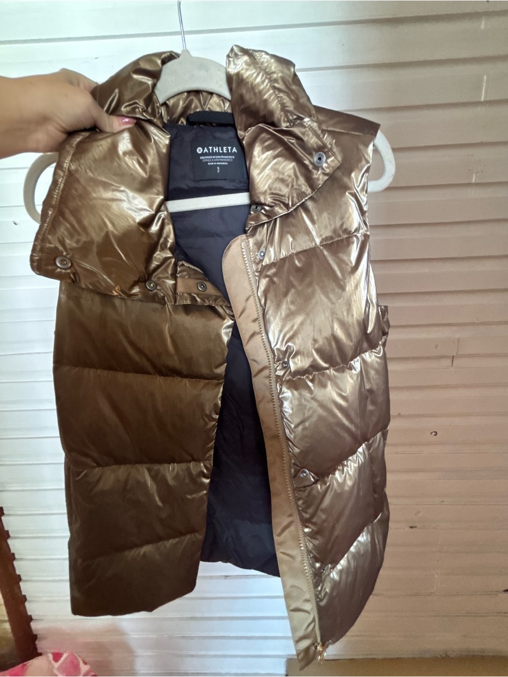 Athleta Metallic Bronze Quilted Puffer Vest